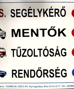 Segélyhívószámok + piktogram